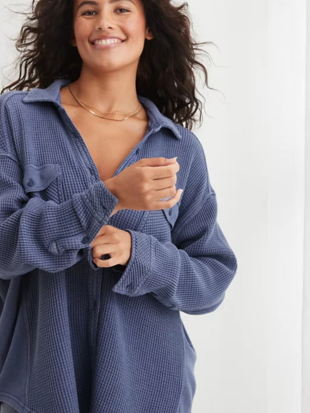 Aerie LumberJane Waffle Button Down Shirt XXS